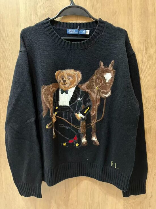 Polo Ralph Lauren Other - Polo Ralph Lauren Equestrian Bear Black Knit Sweater
